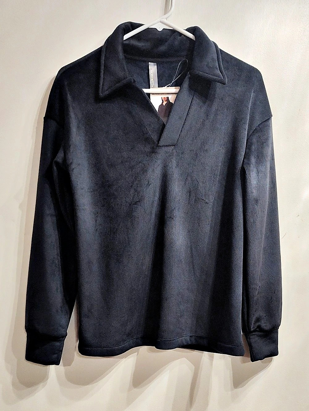 Mondetta Corduroy Fleece Pullover Black Small NWT